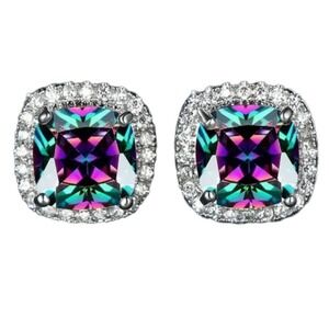18k Gold‎ Plated Copper Earrings Multicolor Ear Studs